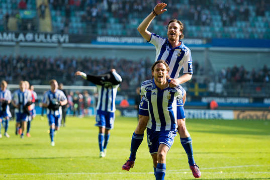 IFK Göteborgs Gustav Svensson och Tom Pettersson jublar