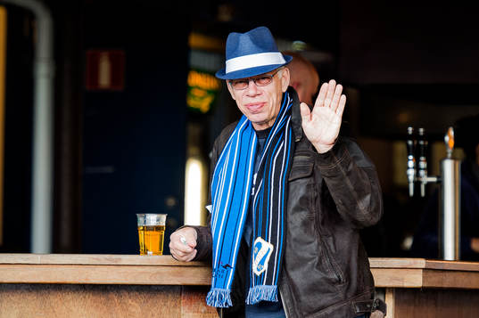 Halmstads supporter före en fotbollsmatch i Allsvenskan