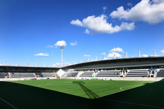 Översikt inne på Gavlevallen före fotbollsmatchen i