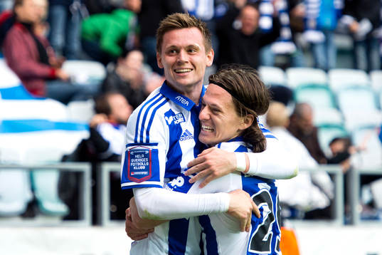 IFK Göteborgs Jakob Ankersen och Lasse Vibe firar
