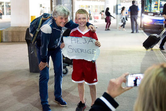 Sveriges förbundskapten och supportern Mattias Butwell