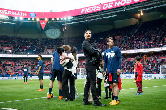 s Zlatan Ibrahimovic före fotbollsmatchen i Ligue 1 mellan