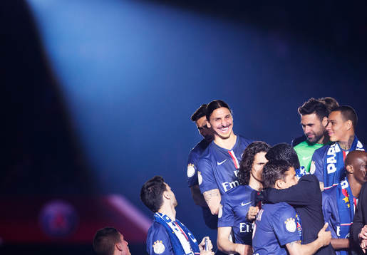 s Zlatan Ibrahimovic ler vid medaljceremonin
