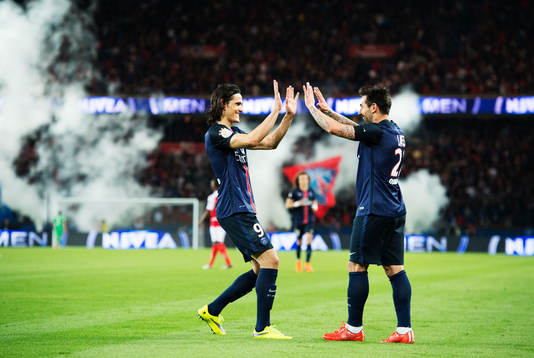 s Edinson Cavani och Ezequiel Lavezzi jublar