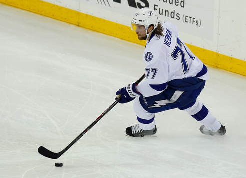 Tampa Bay Lightning Victor Hedman skates with the puck