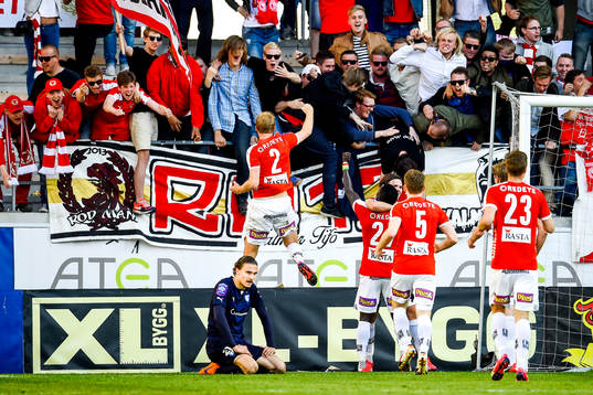 Kalmars spelare jublar