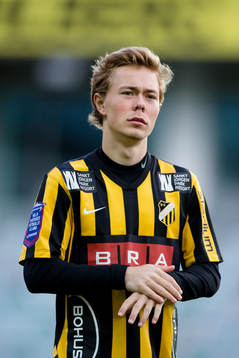 Häckens Joel Andersson innan fotbollsmatchen i Allsvenskan