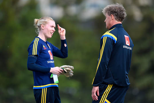 målvakt Hedvig Lindahl och Målvaktstränare Mikael Olsson