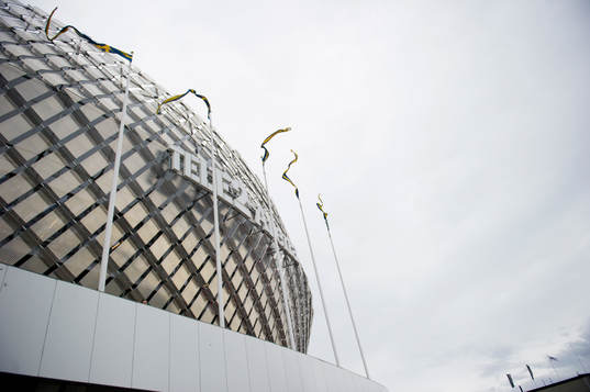Tele2-arena innan fotbollsmatchen i Allsvenskan mellan