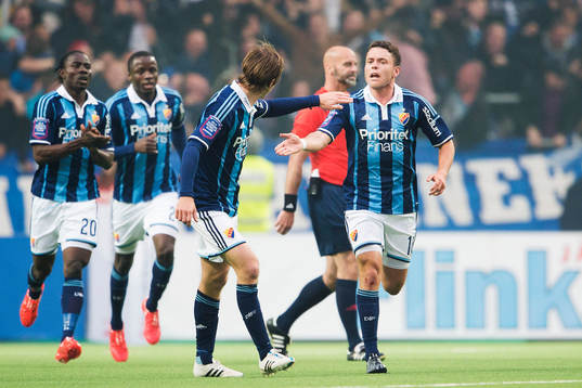 Djurgårdens Kerim Mrabti jublar