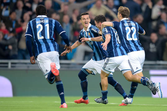 Djurgårdens Kerim Mrabti jublar