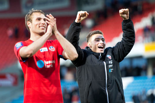 Helsingborgs Frederik Helstrup Jensen och Jordan Larsson