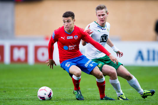 Helsingborgs Jordan Larsson och Hammarbys Erik Israelsson