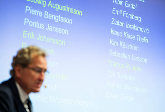 Sveriges förbundskapten Erik Hamrén presenterar