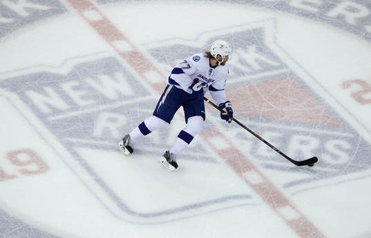 Tampa Bay Lightning Victor Hedman skates with the puck