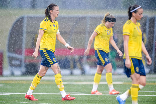 Sveriges Lotta Schelin, Elin Rubensson och Kosovare Asllani