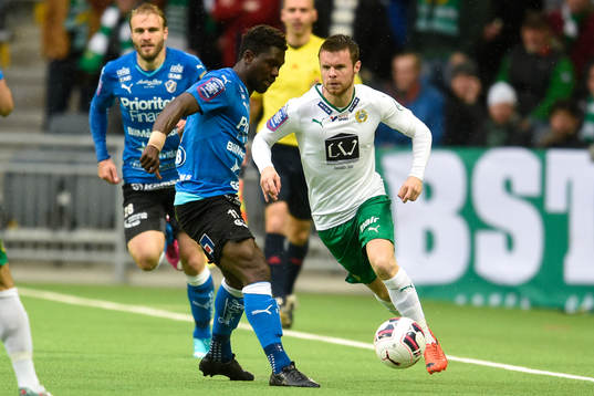 Halmstads King Osei Gyan och Hammarbys Måns Söderqvist