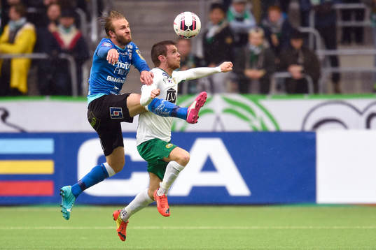 Hammarbys Måns Söderqvist och Halmstads Jesper Westerberg