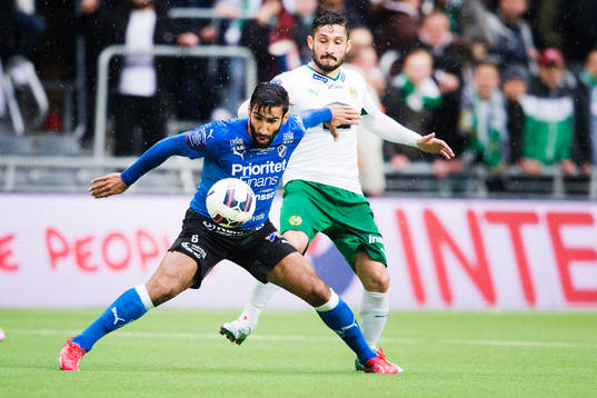 Halmstads Mohammed Ali Khan och Hammarbys Pablo Pinones-Arce