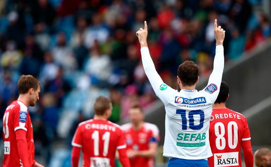 Norrköpings Emir Kujovic jublar ochKalmar deppar