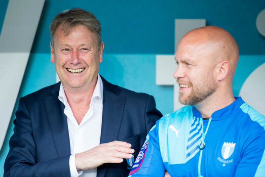 Malmö FFs tränare Åge Hareide och assisterande tränare