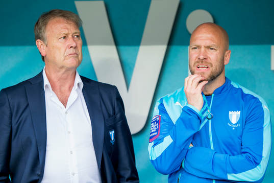 Malmö FFs tränare Åge Hareide och assisterande tränare