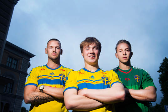 Sveriges Alexander Milosevic, Simon Tibbling och  Patrik