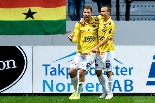 Falkenbergs Stefan Rodevåg och Carl Wede jublar