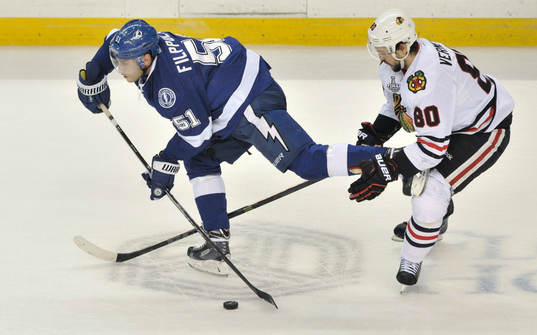 The Lightning's Valterri Flippula (51) skates