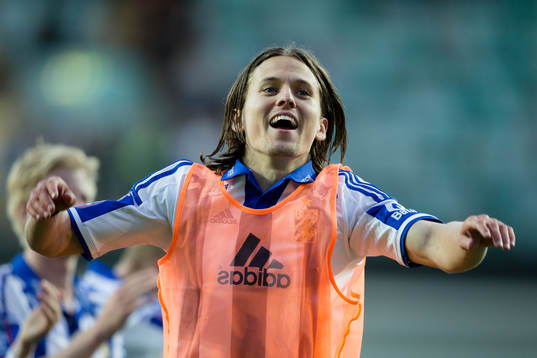 IFK Göteborgs Lasse Vibe jublar och dansar