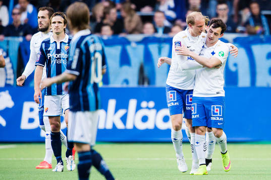 Norrköpings Andreas Johansson och Nikola Tkalcic jublar