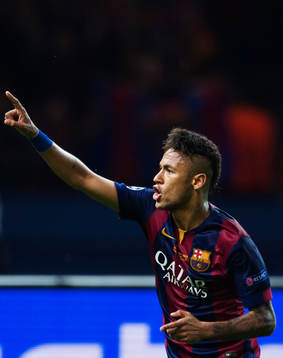 Barcelonas Neymar jublar