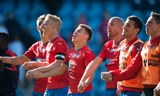 Helsingborgs målskyttar Jordan Larsson och Peter Larsson