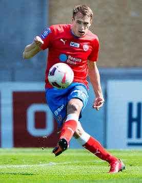 Helsingborgs Frederik Helstrup Jensen i matchen i