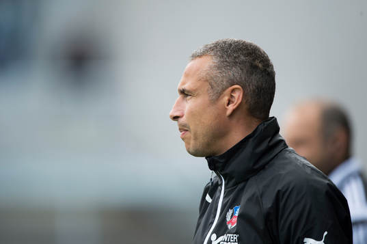 Helsingborgs tränare Henrik Larsson i matchen i