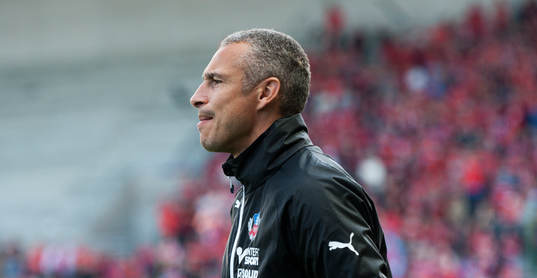 Helsingborgs tränare Henrik Larsson i matchen i