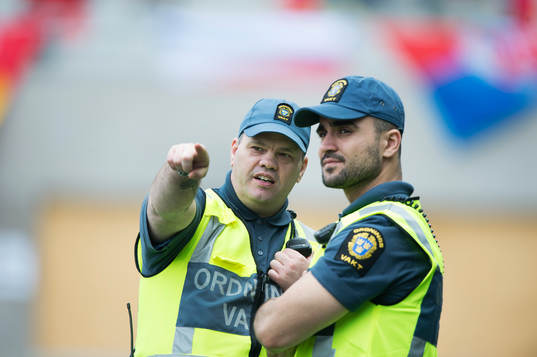 Ordningsvakter i matchen i allsvenskan mellan Helsingborg