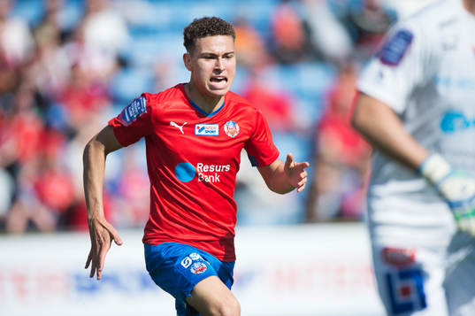 Helsingborgs Jordan Larsson i matchen i allsvenskan mellan