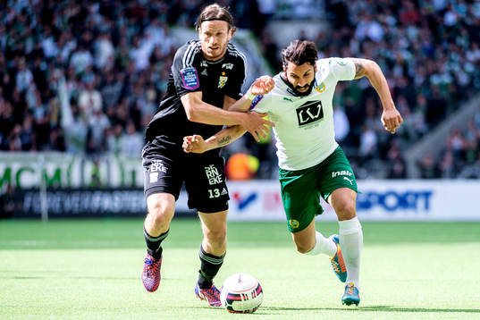 IFK Göteborgs Gustav Svensson och Hammarbys Stefan Batan i