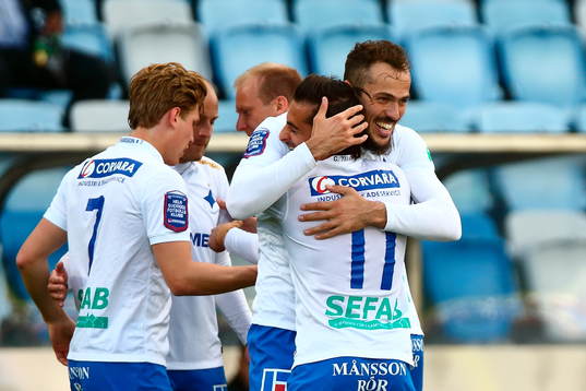 Norrköpings Emir Kujovic och Christopher Nilsson Telo