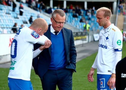 Norrköpings Daniel Sjölund, tränare Jan Andersson och