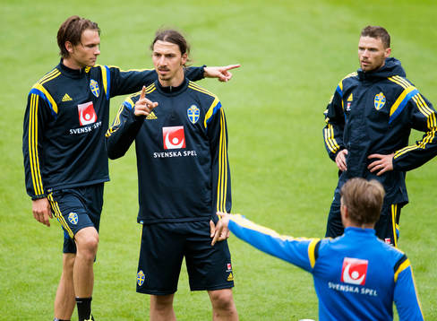 Sveriges Albin Ekdal, Zlatan Ibrahimovic och Marcus Berg