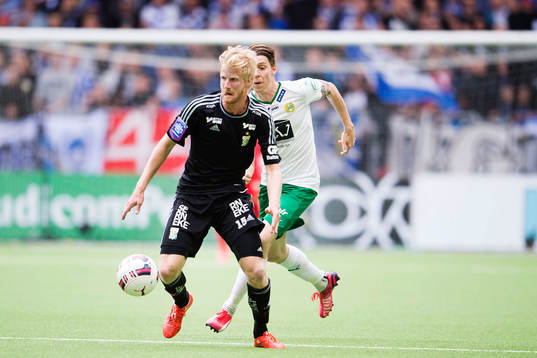 IFK Göteborgs Thomas Mikkelsen och Hammarbys Birkir Már