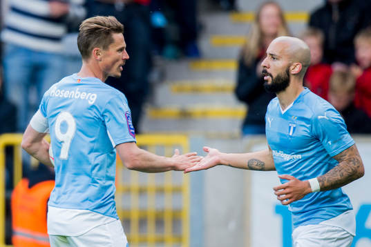 Malmö FFs Markus Rosenberg och Guillermo Molins firar