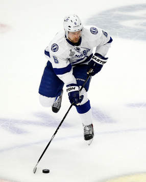 Tampa Bay Lightning defenseman Anton Strålman (6) skates