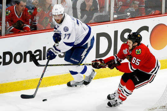 Tampa Bay Lightning defenseman Victor Hedman (77) maneuvers