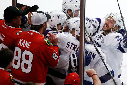 Tampa Bay Lightning players celebrate