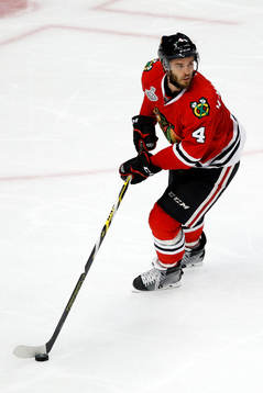 Chicago Blackhawks defenseman Niklas Hjalmarsson (4) skates