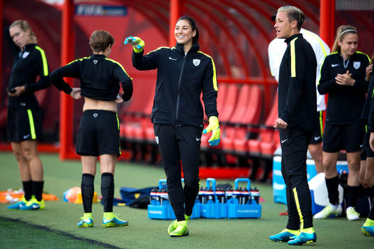 s målvakt Hope Solo och Abby Wambach