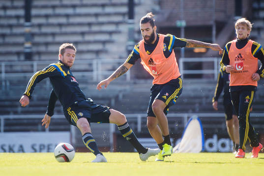 Sveriges Marcus Rohdén och Jimmy Durmaz